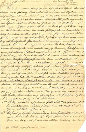Det handskrivna testamentet från år 1819